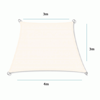 Zonnedoek 3x4x3x3m 190gr crème