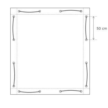 tekening gaasdoek afmeting ronde zeilogen